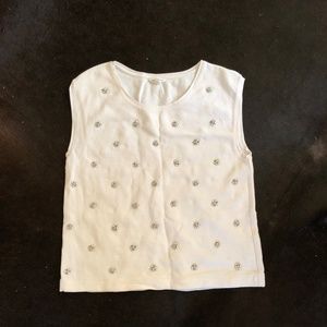 Club Monaco white jeweled top sz S
